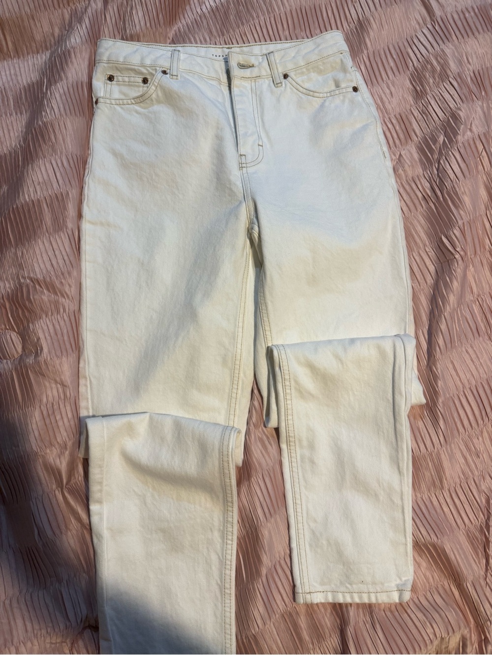 Topshop Off-White Straight Leg Jeans